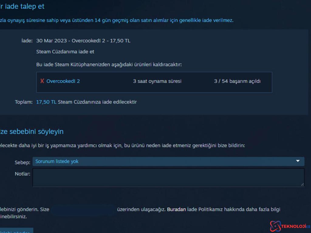 Steam oyun iade etme nasıl yapılır?