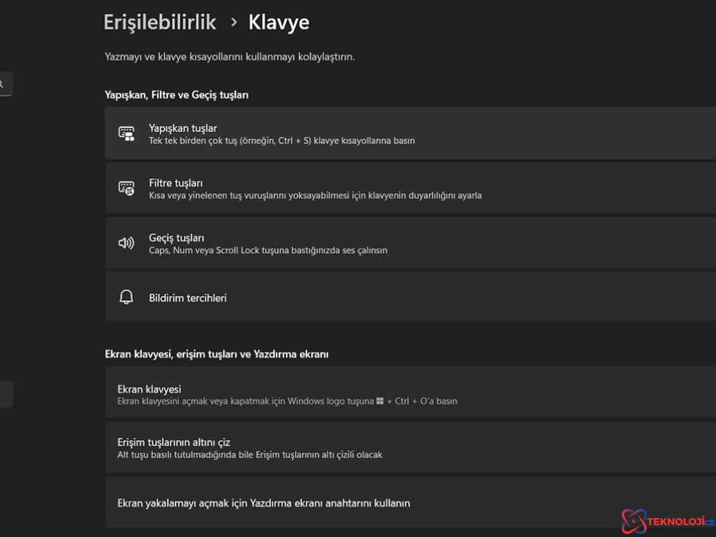 Windows 11 yapışkan tuşlar nasıl kapatılır?