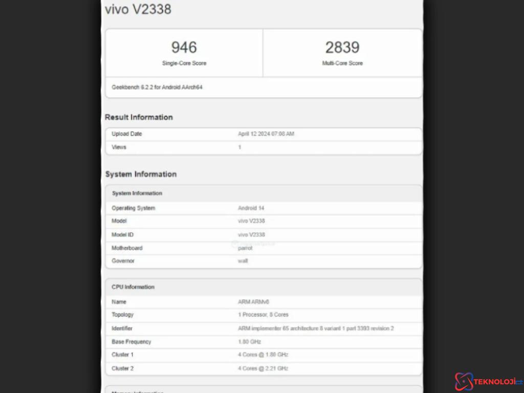 Uygun fiyatlı canavar vivo T3x, Geekbench veri tabanında!