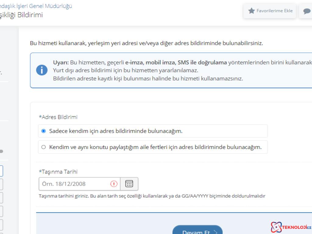 E-Devlet Adres Değişikliği Direkt Bağlantı