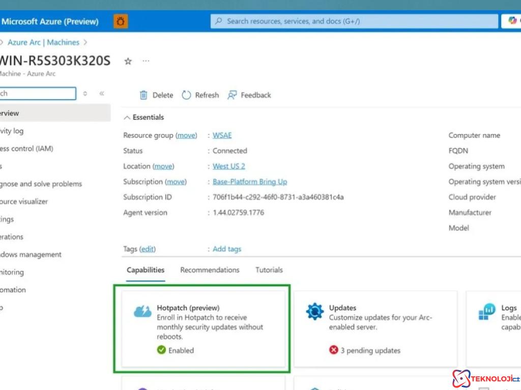 Windows Server 2025 Hotpatch Özelliği