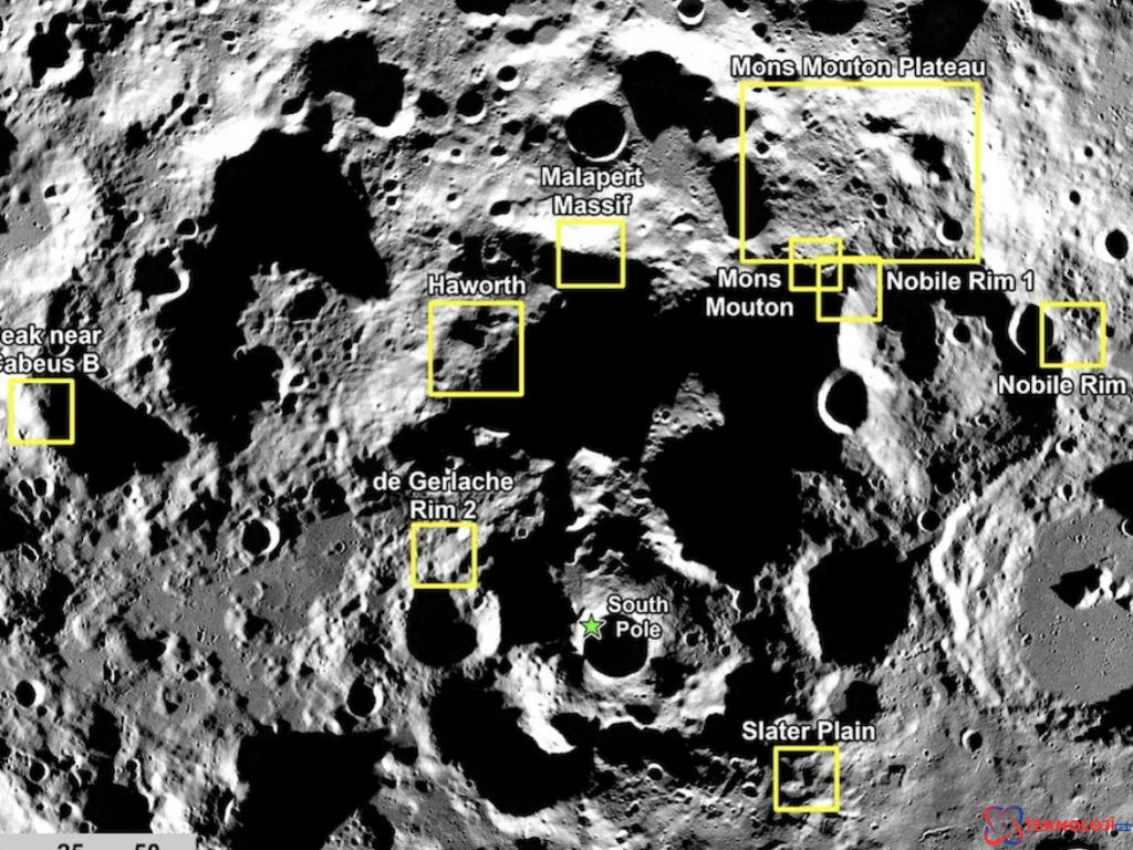 NASA'nın Artemis III Görevi İçin Ay'ın Güney Kutbu'nda Yer Alan İniş Bölgeleri