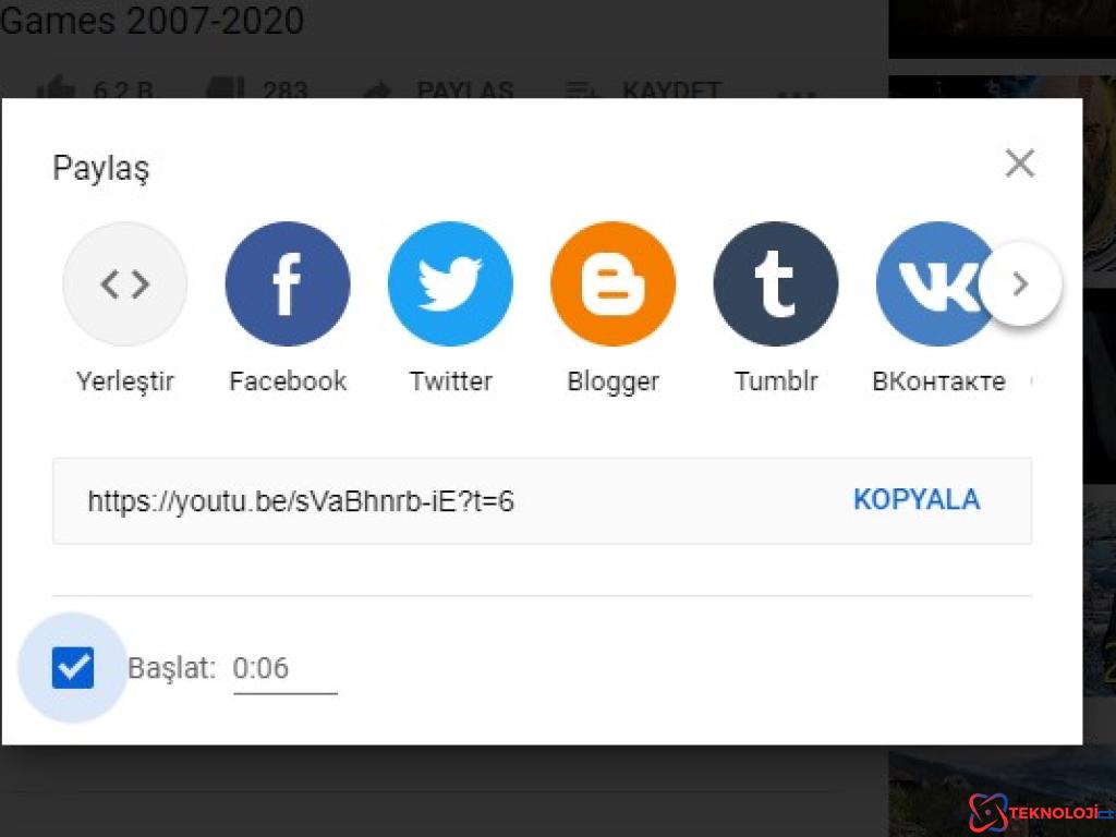 YouTube'da Videonun Belirli Bir Kısmını Paylaşma Adımları