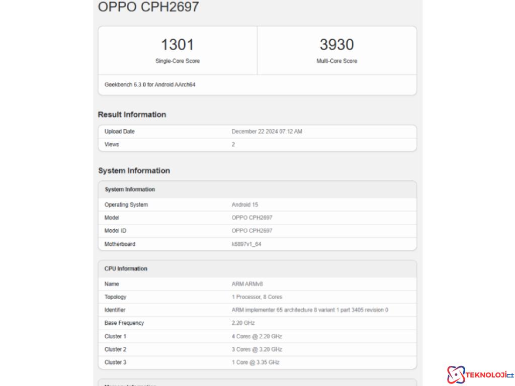 OPPO Reno 13 Pro Geekbench Testlerinde!