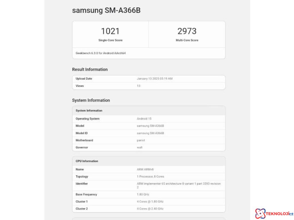 Samsung Galaxy A36 Geekbench Sınavında!