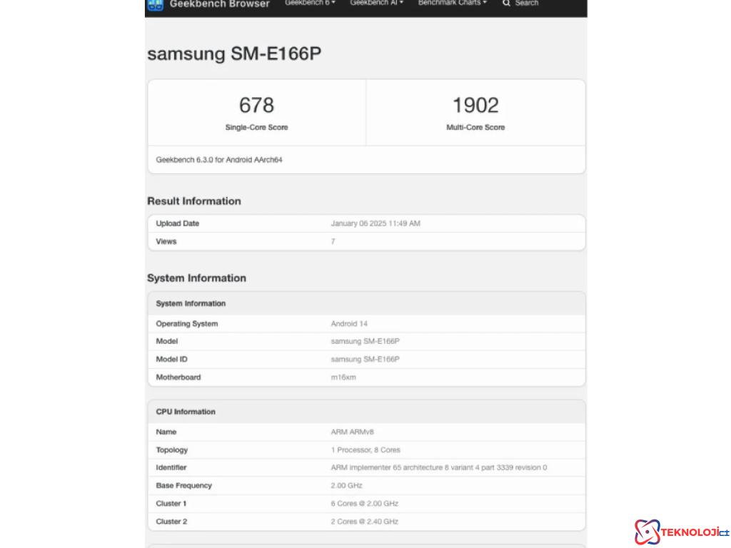 Galaxy F16 5G Geekbench Testlerinde!